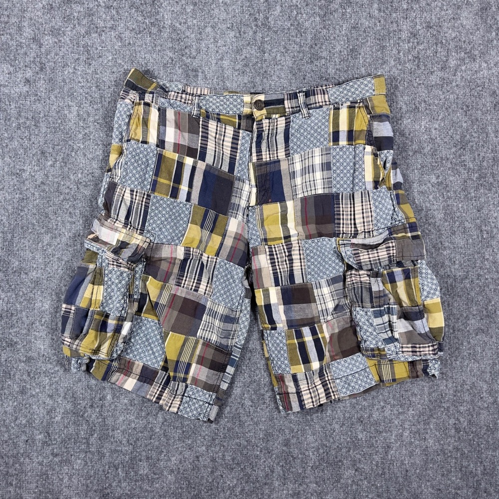 Old Navy Patchwork Plaid Cargo Shorts Mens 34 Multicolor Surplus Co 94105.E-W